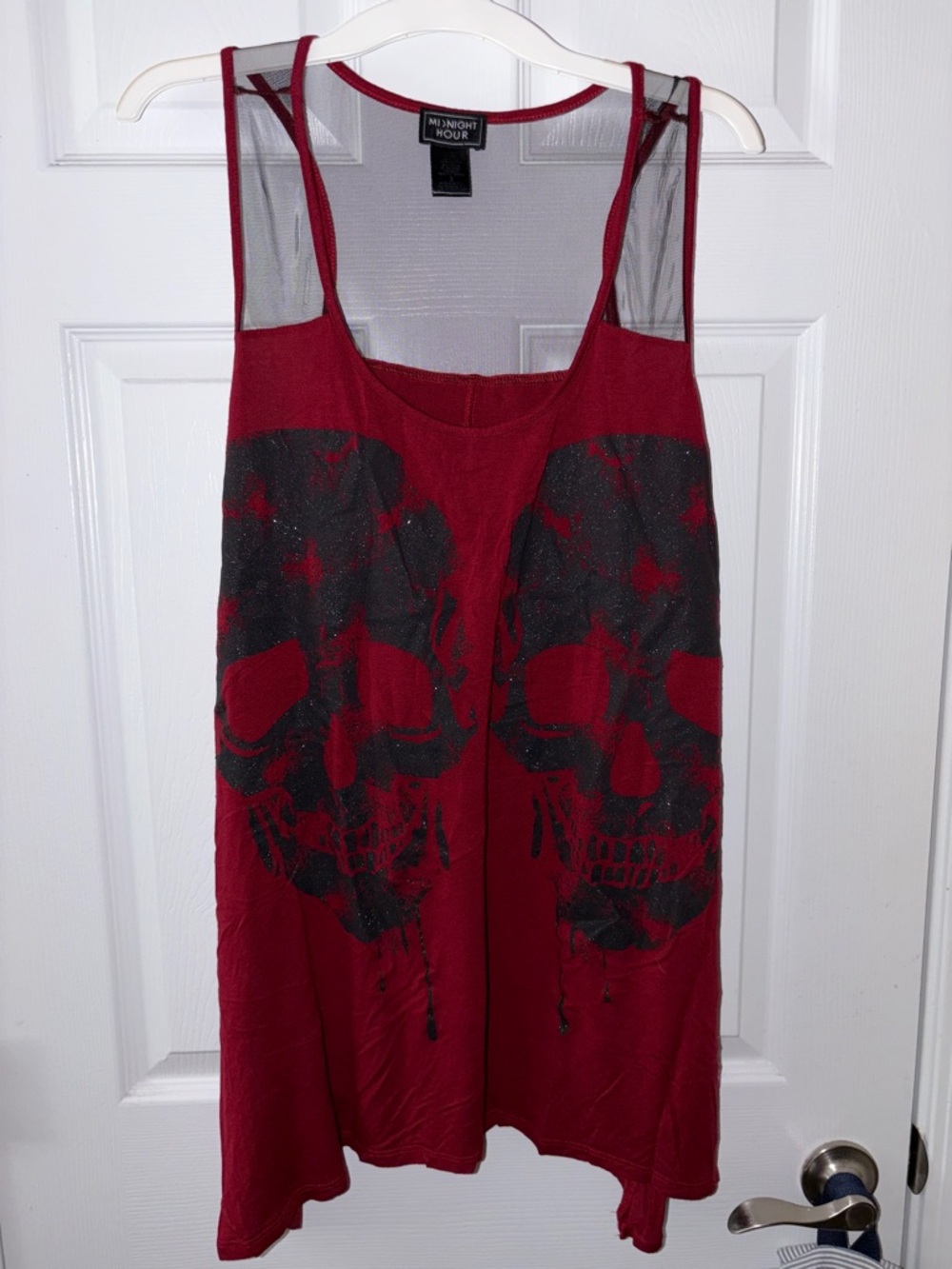 Midnight Hour Women's Red Mesh Skull Tank Top